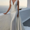 Robe sirène en satin ivoire